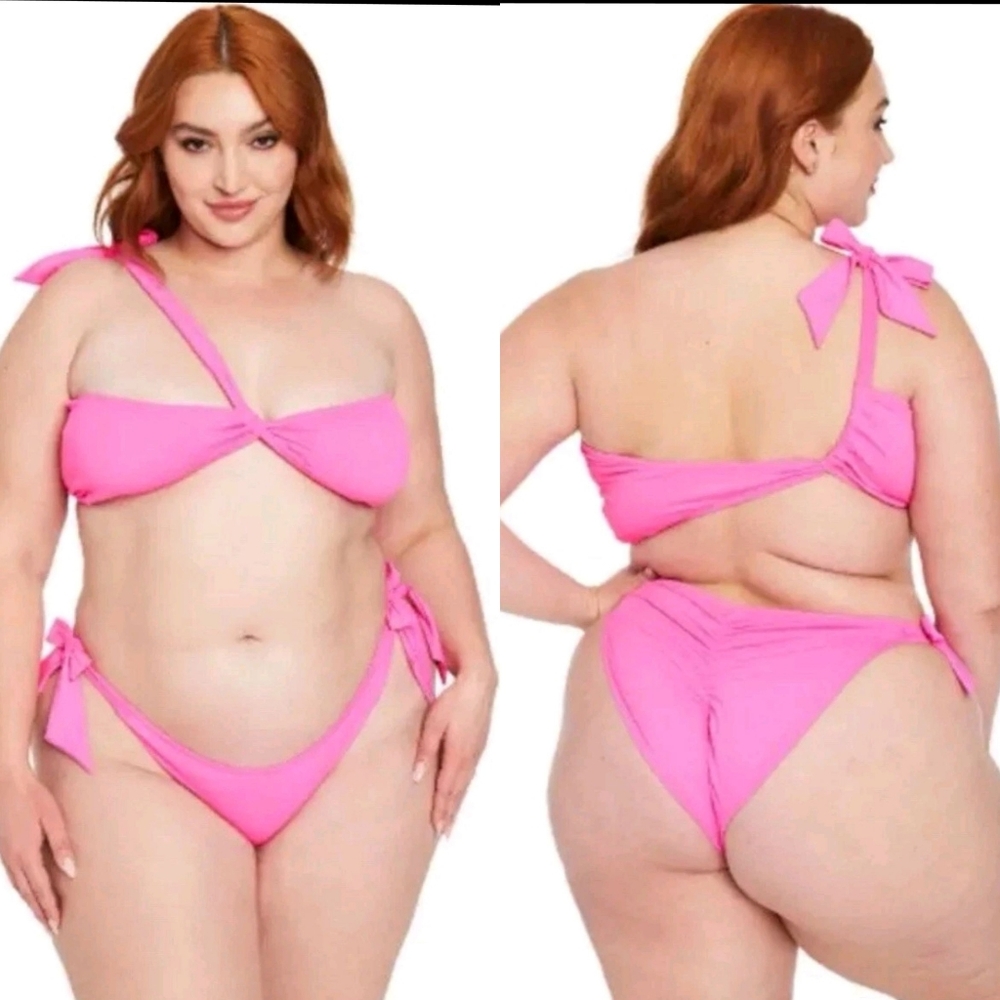 Fredericks of Hollywood Laguna‎ Hot Pink One Shoulder Bikini NEW